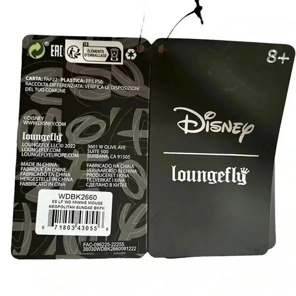 Loungefly Minnie Mouse Ice Cream Neapolitan Mini Backpack, NWT - Picture 6 of 8